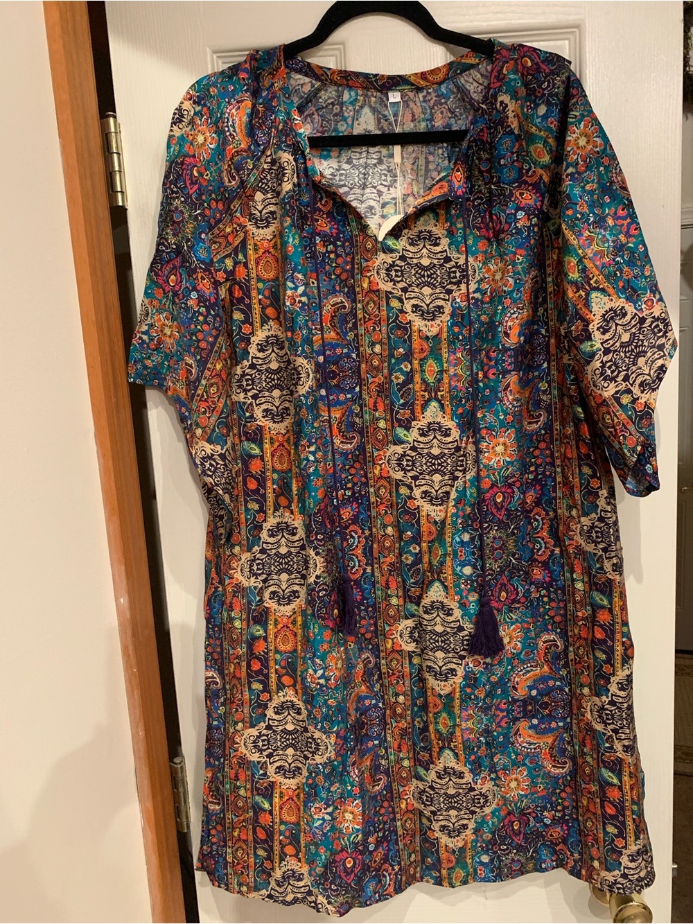 Amazon Women's Paisley Midi Dress in Teal Multi